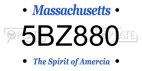 5BZ880 Massachusetts License Plate