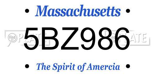 5BZ986 Massachusetts License Plate