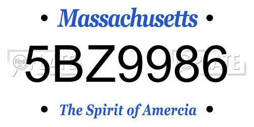 5BZ9986 Massachusetts License Plate