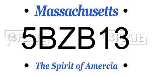 5BZB13 Massachusetts License Plate