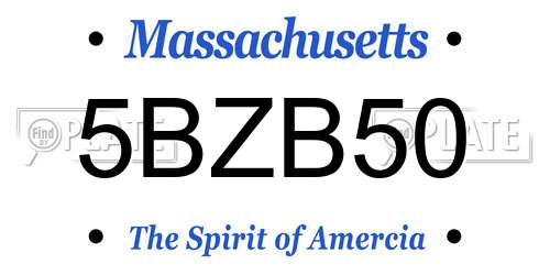 5BZB50 Massachusetts License Plate