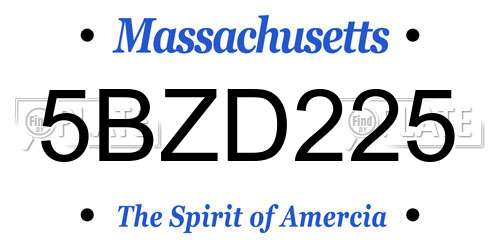 5BZD225 Massachusetts License Plate
