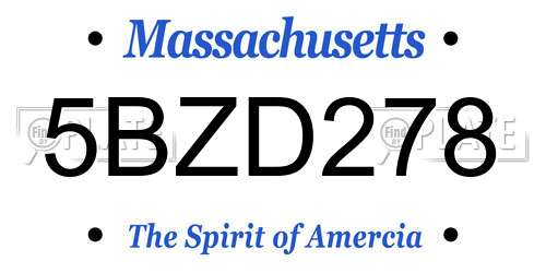 5BZD278 Massachusetts License Plate