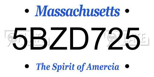 5BZD725 Massachusetts License Plate