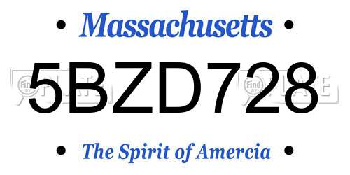 5BZD728 Massachusetts License Plate