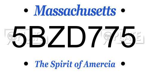 5BZD775 Massachusetts License Plate