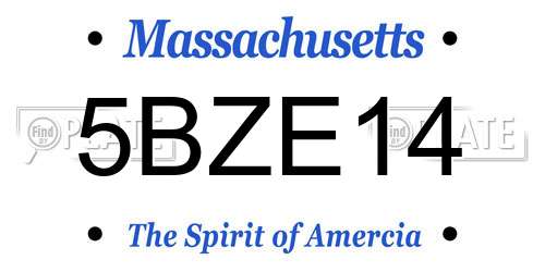 5BZE14 Massachusetts License Plate