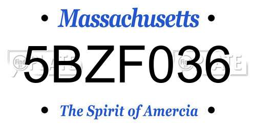 5BZF036 Massachusetts License Plate