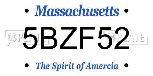 5BZF52 Massachusetts License Plate