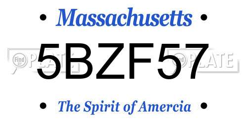 5BZF57 Massachusetts License Plate
