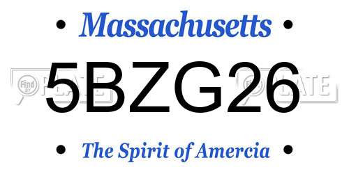 5BZG26 Massachusetts License Plate