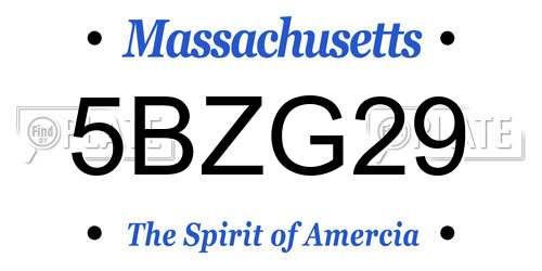5BZG29 Massachusetts License Plate