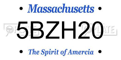 5BZH20 Massachusetts License Plate