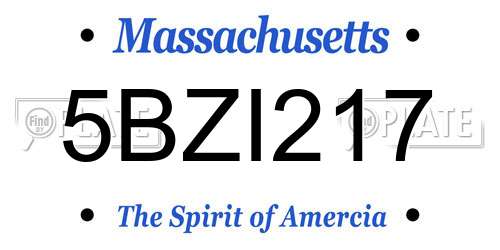 5BZI217 Massachusetts License Plate