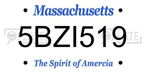 5BZI519 Massachusetts License Plate
