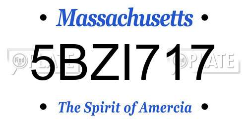5BZI717 Massachusetts License Plate