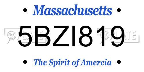 5BZI819 Massachusetts License Plate