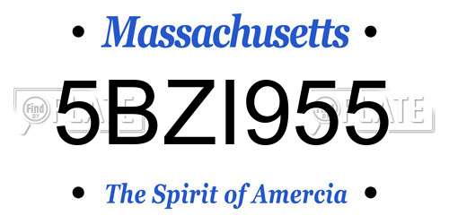 5BZI955 Massachusetts License Plate