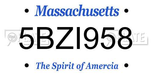 5BZI958 Massachusetts License Plate