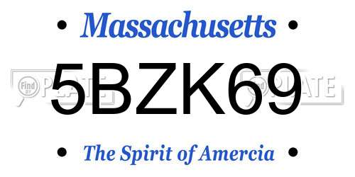 5BZK69 Massachusetts License Plate