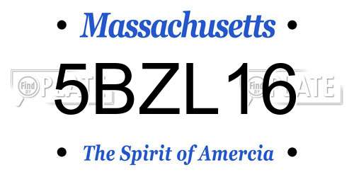 5BZL16 Massachusetts License Plate
