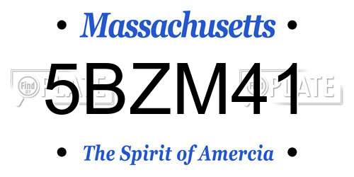 5BZM41 Massachusetts License Plate