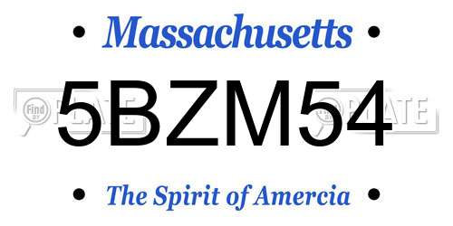5BZM54 Massachusetts License Plate