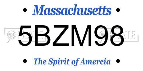 5BZM98 Massachusetts License Plate