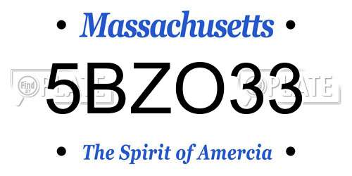5BZO33 Massachusetts License Plate