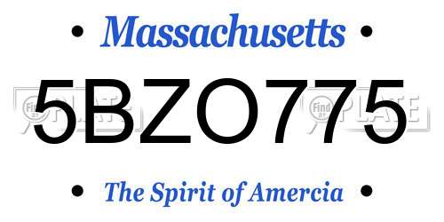 5BZO775 Massachusetts License Plate