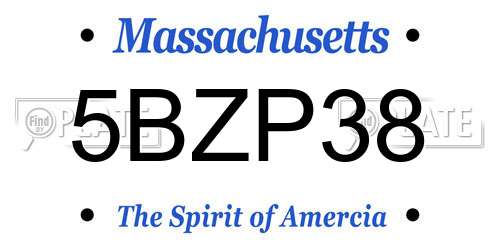 5BZP38 Massachusetts License Plate