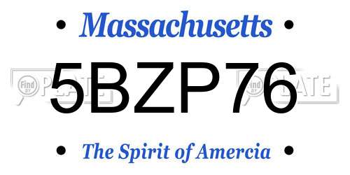 5BZP76 Massachusetts License Plate