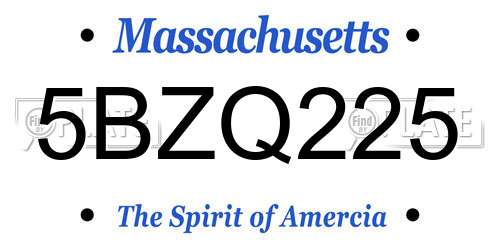 5BZQ225 Massachusetts License Plate
