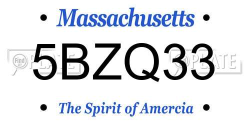 5BZQ33 Massachusetts License Plate