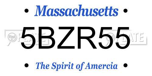 5BZR55 Massachusetts License Plate