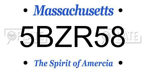 5BZR58 Massachusetts License Plate