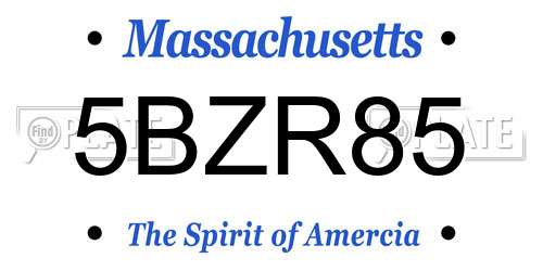 5BZR85 Massachusetts License Plate