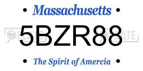 5BZR88 Massachusetts License Plate