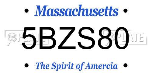 5BZS80 Massachusetts License Plate