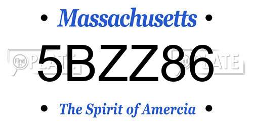 5BZZ86 Massachusetts License Plate