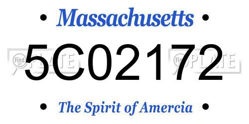 5C02172 Massachusetts License Plate