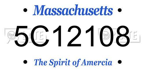 5C12108 Massachusetts License Plate