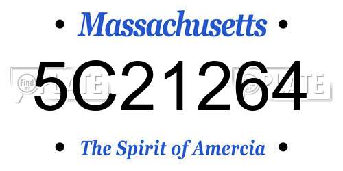 5C21264 Massachusetts License Plate