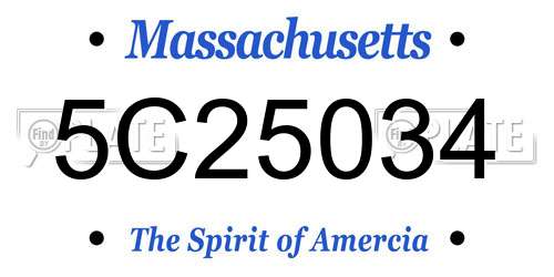 5C25034 Massachusetts License Plate