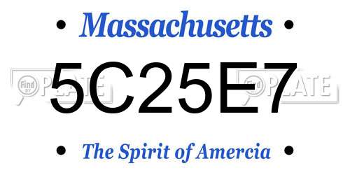5C25E7 Massachusetts License Plate