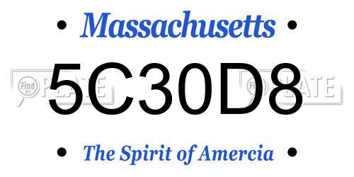 5C30D8 Massachusetts License Plate
