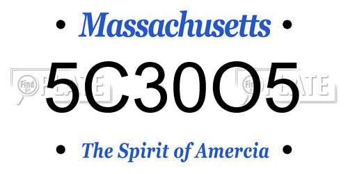 5C30O5 Massachusetts License Plate