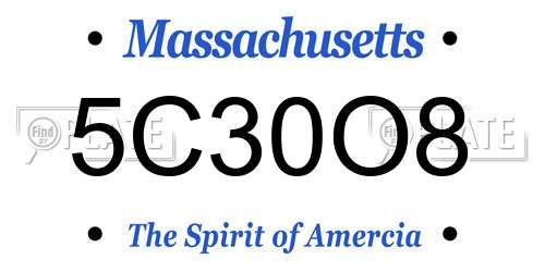 5C30O8 Massachusetts License Plate