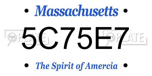 5C75E7 Massachusetts License Plate