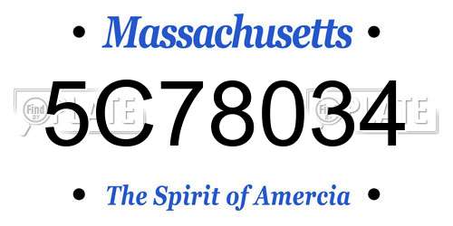 5C78034 Massachusetts License Plate